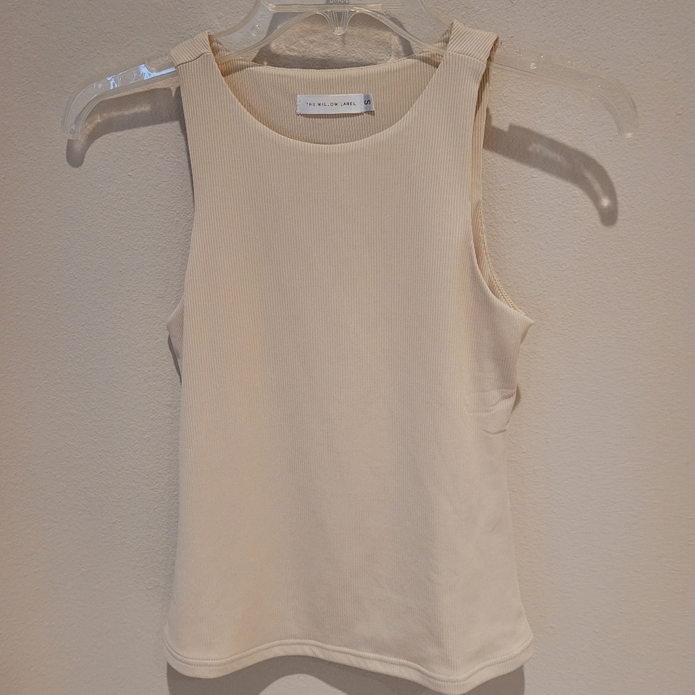 Beige Ribbed High Quality Tank Top